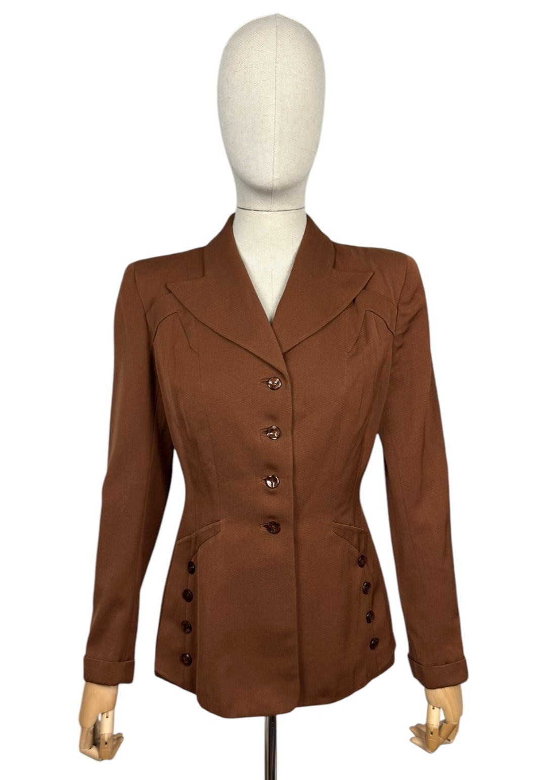 Original 1940's American Warm Brown Wool Jacket - Bust 36 38