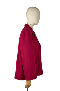 Original 1940's Raspberry Pink Wool Swing Jacket With Pockets - Bust 38 40 42