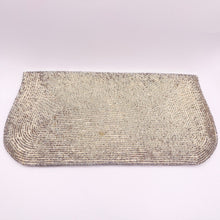Load image into Gallery viewer, Original 1950&#39;s Evening Clutch Bag and Coin Purse Featuring Seed Beads in Shades of Silver *
