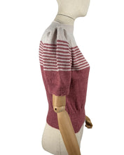 Load image into Gallery viewer, Reproduction 1940&#39;s Striped Jumper in Strawberry Pink and White Fog with Full Puff Sleeves - Bust 38 40 *

