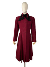 Load image into Gallery viewer, Exceptional Original 1930&#39;s 1940&#39;s Burgundy Wool Princess Coat with Astrakhan Collar - Bust 38
