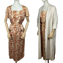 Load image into Gallery viewer, Utterly Fabulous Original 1950&#39;s Greek Themed Novelty Print Belted Dress and Coat Set - Bust 40&quot; *
