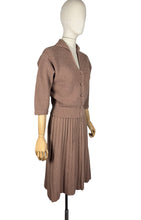 Load image into Gallery viewer, Original 1950's Warm Brown Pure Wool Skirt and Cardigan Knit Set by Kimberly - Bust 36 38 *
