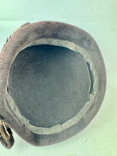 Load image into Gallery viewer, Original 1950’s Dark Brown Felt Hat with Feather and Bow Trim *
