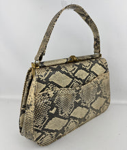 Load image into Gallery viewer, Original 1940’s 1950’s Large Sized Faux Snakeskin Handbag with Matching Purse
