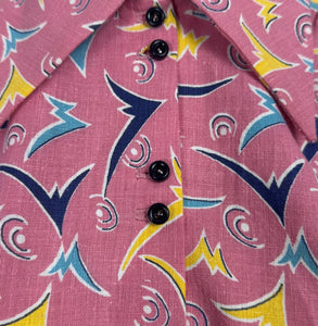 1940's Reproduction Blouse in Pink, Blue, Yellow and White Feed Sack - Bust 35 37