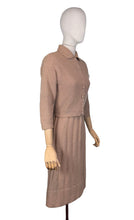 Load image into Gallery viewer, Original 1950's Mink Brown Barbara Carol New York Three Piece Dress, Cardigan and Belt Knit Set - Bust 36 38 *
