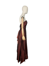 Load image into Gallery viewer, Original 1940's Full Length Evening Dress in Bronzed Maroon Artificial Silk - Bust 36
