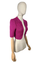 Load image into Gallery viewer, 1940&#39;s Reproduction Hand Knitted Bolero in Boysenberry Pink Acrylic - Bust 32 34 36 *
