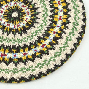 Reproduction 1940's Pure Wool Fair Isle Beret - Wonderful Design Featuring Eight Different Colours *