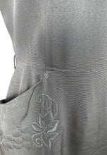 Load image into Gallery viewer, Original 1950's Dove Grey Grosgrain Wiggle Dress with Grape Vine Decoration in Silk and Trapunto Quilting - Bust 38 *
