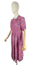 Load image into Gallery viewer, Original Late 1930's or Early 1940's Pretty Pink Cold Rayon Floral Day Dress - Bust 34 36 *
