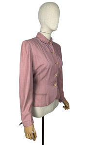 Original 1940's Pretty Pink Lightweight Wool Single Breasted Jacket - Bust 36 38