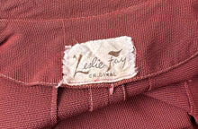 Load image into Gallery viewer, Original Late 1940&#39;s New Look &#39;A Leslie Fay Original&#39; Belted Rust Day Dress - Bust 38
