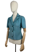 Load image into Gallery viewer, Original 1940’s Turquoise Blue Linen Short Sleeved Jacket - Bust 32 34 *
