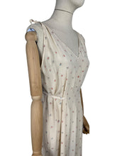 Load image into Gallery viewer, Original 1930’s Pure Silk Nightdress with Teeny Pink and Blue Floral Rose Print - Bust 34
