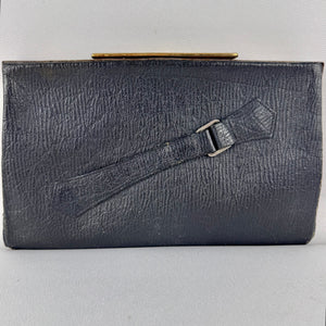 Original 1930's Midnight Blue and Bottle Green Textured Leather Clutch