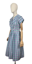 Load image into Gallery viewer, Original 1950’s Carolyn North Purple and Green Plaid Day Dress - Bust 36
