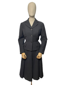 Original 1950's Dark Blue Grey Hebe Skirt Suit - Bust 38