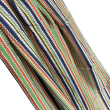 Load image into Gallery viewer, Original 1940’s Cold Rayon Dressmaking Fabric in Blue, Green, Yellow, Orange and White Stripes - 40” x 140” *
