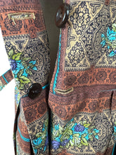 Load image into Gallery viewer, Original 1950&#39;s Brown, Blue and Green Belted Cotton Day Dress - Bust 36
