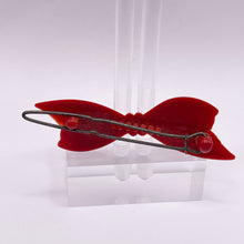 Load image into Gallery viewer, Charming 1940&#39;s 1950&#39;s Red Bow Hair Clip - Vintage Hair Barrette
