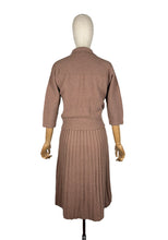 Load image into Gallery viewer, Original 1950's Warm Brown Pure Wool Skirt and Cardigan Knit Set by Kimberly - Bust 36 38 *
