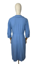 Load image into Gallery viewer, Original Late 1940&#39;s Cornflower Blue Lightweight Wool Day Dress - Bust 34 35
