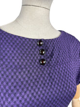 Load image into Gallery viewer, Original 1950&#39;s Purple and Black Wool Check Wiggle Dress - Bust 34 36
