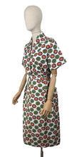 Load image into Gallery viewer, Original 1950&#39;s White, Orange, Green and Black Barkcloth Blouse and Skirt Suit - Bust 38 *
