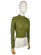 Load image into Gallery viewer, Reproduction 1930&#39;s Hand Knitted Long Sleeved Jumper in Lily Pad Green - Bust 32 34
