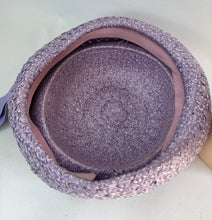 Load image into Gallery viewer, Original 1950's Lilac Straw Hat with Upturned Brim and Grosgrain Trim *

