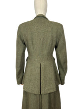 Load image into Gallery viewer, Original 1940’s Green, Brown and Cream Tweed Suit with Green Button Fastener - Bust 38

