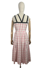 Load image into Gallery viewer, Original 1950&#39;s White and Pink Check Barbie Day Dress with Black Trim - Bust 32 *
