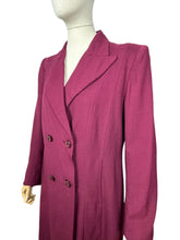 Load image into Gallery viewer, Original 1940&#39;s Burgundy Lightweight Wool Double Breasted Coat - Bust 40
