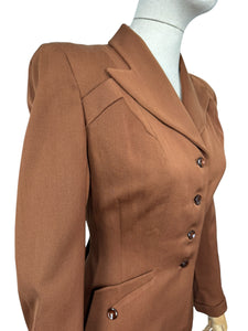 Original 1940's American Warm Brown Wool Jacket - Bust 36 38