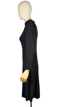 Load image into Gallery viewer, Original 1930's Black Satin Back Crepe Long Sleeved Day Dress with Pin-tuck Detail - Bust 32
