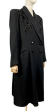 Load image into Gallery viewer, Original 1940’s Black Wool Double Breasted Coat with Velvet Appliqué Detail - Bust 42 44 46 *
