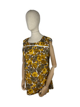 Load image into Gallery viewer, Original 1950&#39;s Autumnal Print Summer Tunic in Brown and Orange on White - Bust 38 40
