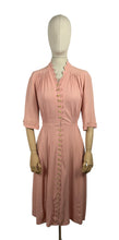 Load image into Gallery viewer, Original 1930’s Pale Pink Crepe Day Dress with Scallop Detailing - Bust 36 38
