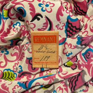 Original 1940’s Pure Silk Dressmaking Fabric in White, Grey, Bright Pink, Blue and Lime Green - 40” x 120” *