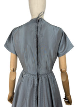 Load image into Gallery viewer, Original 1950's Black, Blue and White Taffeta Dress in Fine Check with Red Petticoat - Bust 36 37 *
