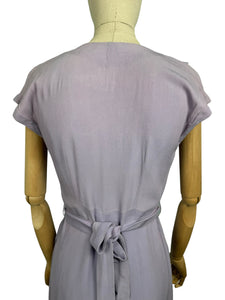 AS IS Original 1940's Lavender Purple Crepe Belted Day Dress - Bust 34 36