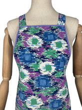 Load image into Gallery viewer, Original 1940's Hawkins of Preston CC41 Apron - Green, Purple, Navy and Pale Blue Abstract Print - Bust 34 36
