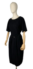 Load image into Gallery viewer, Original 1950’s Black Beaded Wool Wiggle Dress with Bow Trim from Budapest - Bust 40 42
