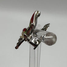 Load image into Gallery viewer, Original 1950&#39;s Mid Century Red and Green Enamel Leaf Earrings with Marcasite Detail
