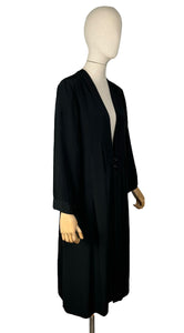 Original Volup 1950’s Does 1930's Edge to Edge Black Crepe Coat by Roy Barra - Bust 42