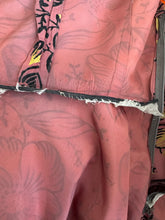 Load image into Gallery viewer, Original 1950&#39;s Salmon Pink Grosgrain Full Circle Day Dress with Bold Floral in Yellow, White and Black Flock - Bust 36
