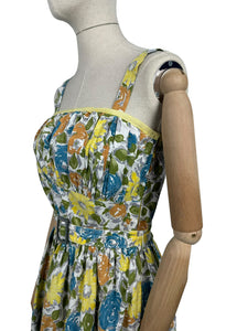 Original 1950's Floral Cotton Belted Summer Dress with Matching Bolero - Bust 34 35 36 *