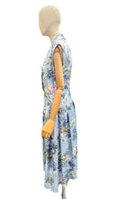 Load image into Gallery viewer, Original 1950’s Sleeveless Cotton Day Dress in Blue Painterly Floral - Bust 38 40
